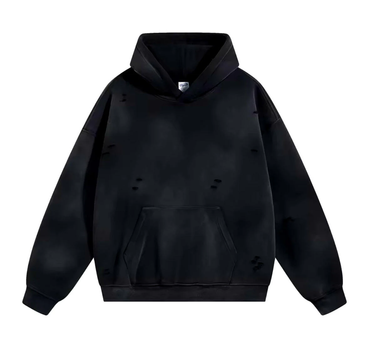 Black Faded & Distressed Hoodie