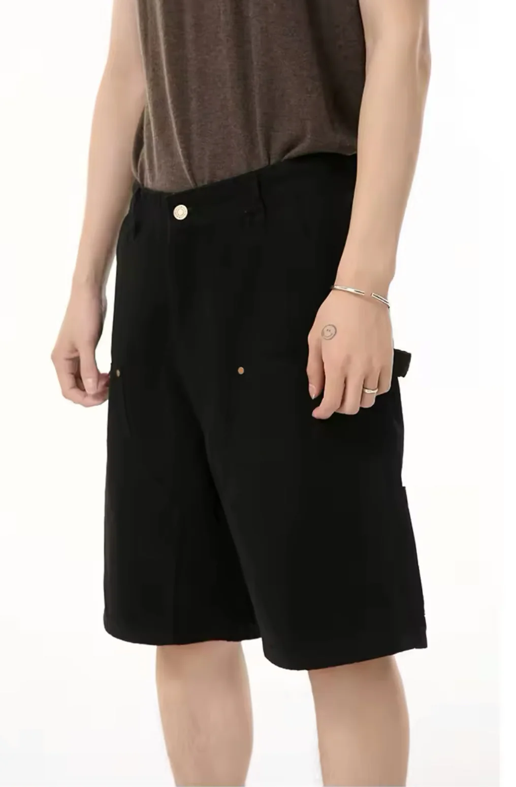 Black Double Knee Baggy Jorts - Image 3