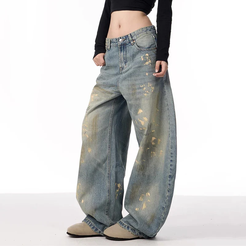 Blue Desert Wash Painted Baggy Jeans - Image 4