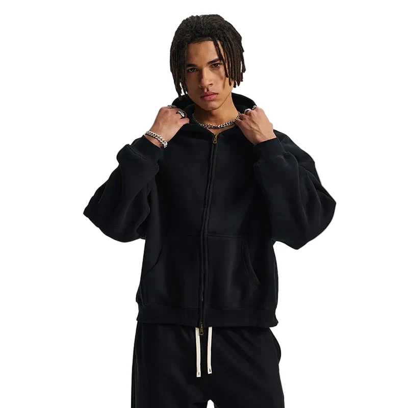 Boxy Double Zip Up Hoodie