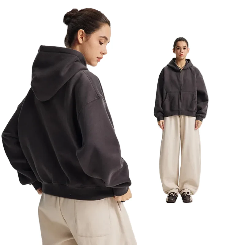 Boxy Double Zip Up Hoodie - Image 10