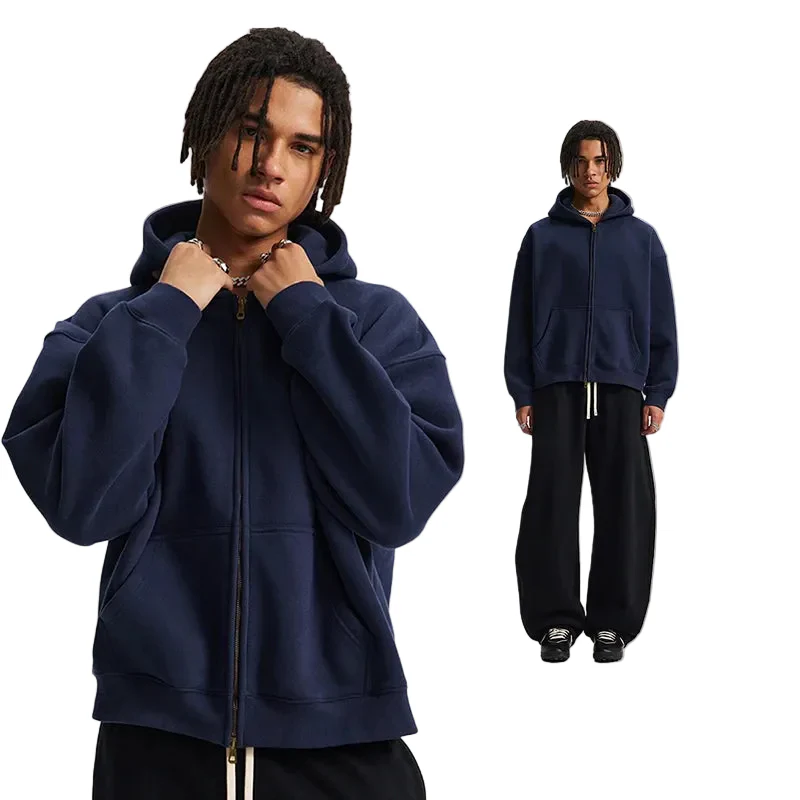 Boxy Double Zip Up Hoodie - Image 11