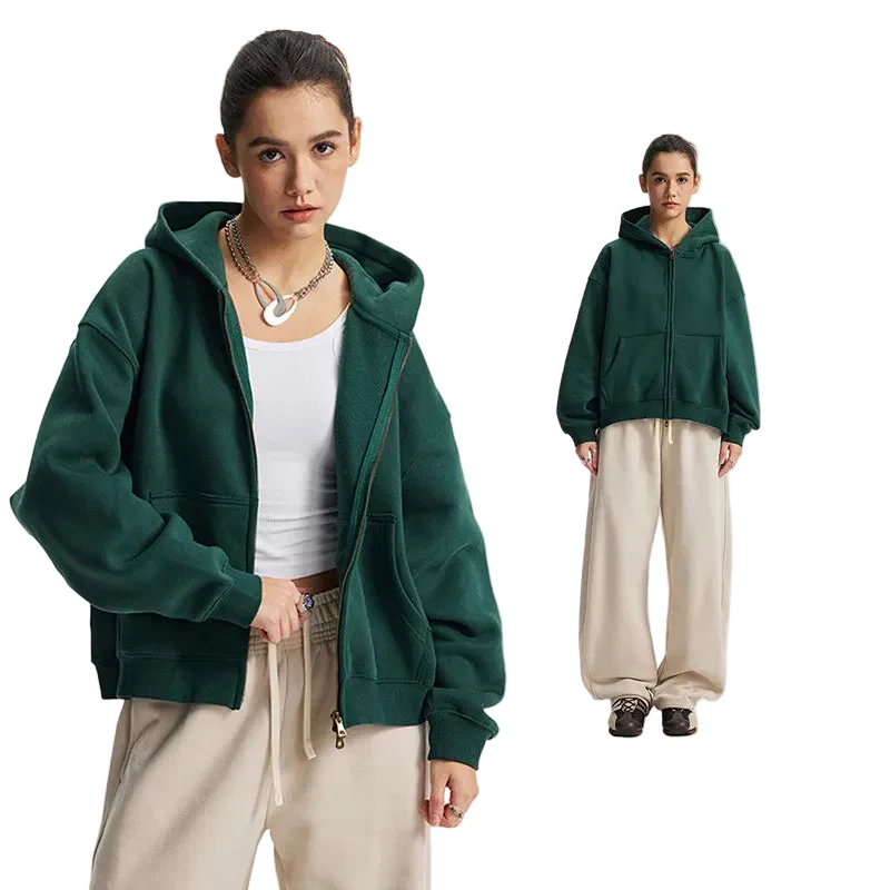 Boxy Double Zip Up Hoodie - Image 12