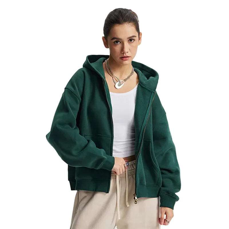 Boxy Double Zip Up Hoodie - Image 3