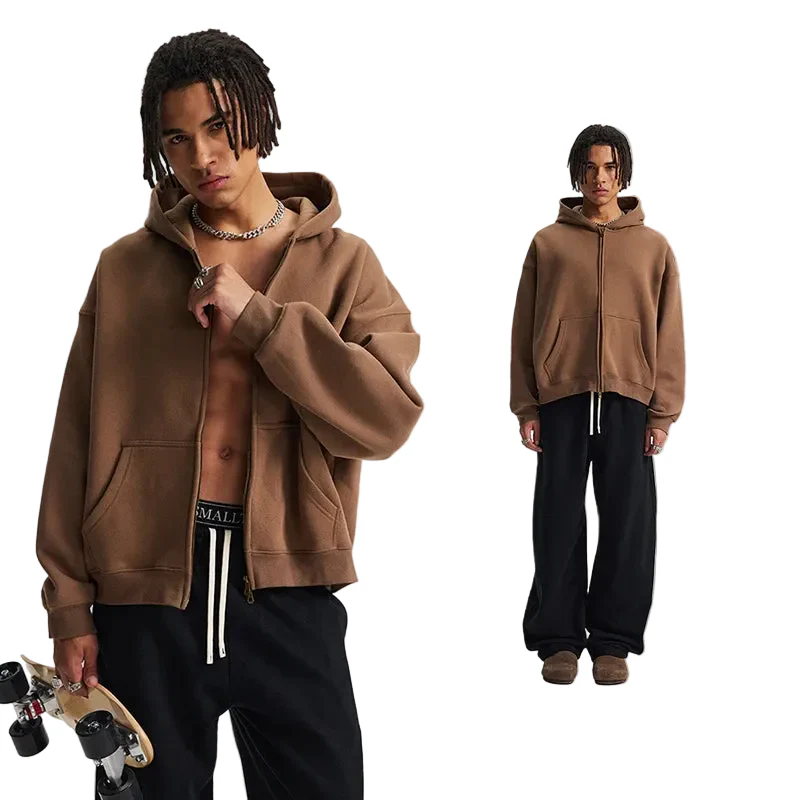 Boxy Double Zip Up Hoodie - Image 7