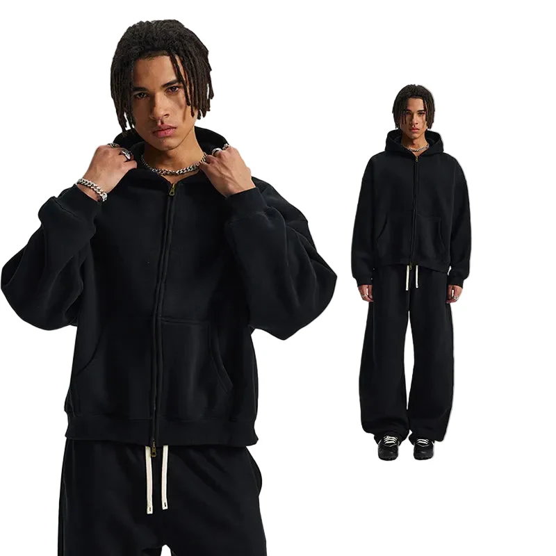 Boxy Double Zip Up Hoodie - Image 9