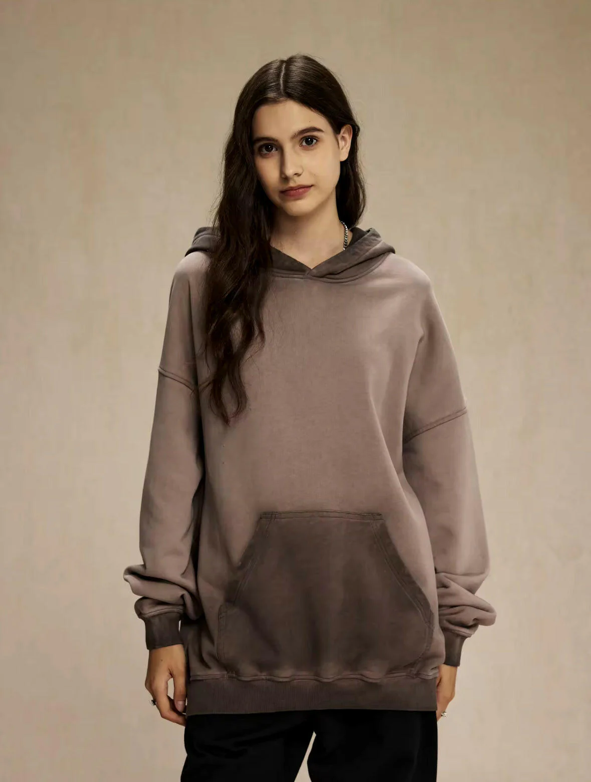 Brown Reverse Wash Hoodie - Image 2