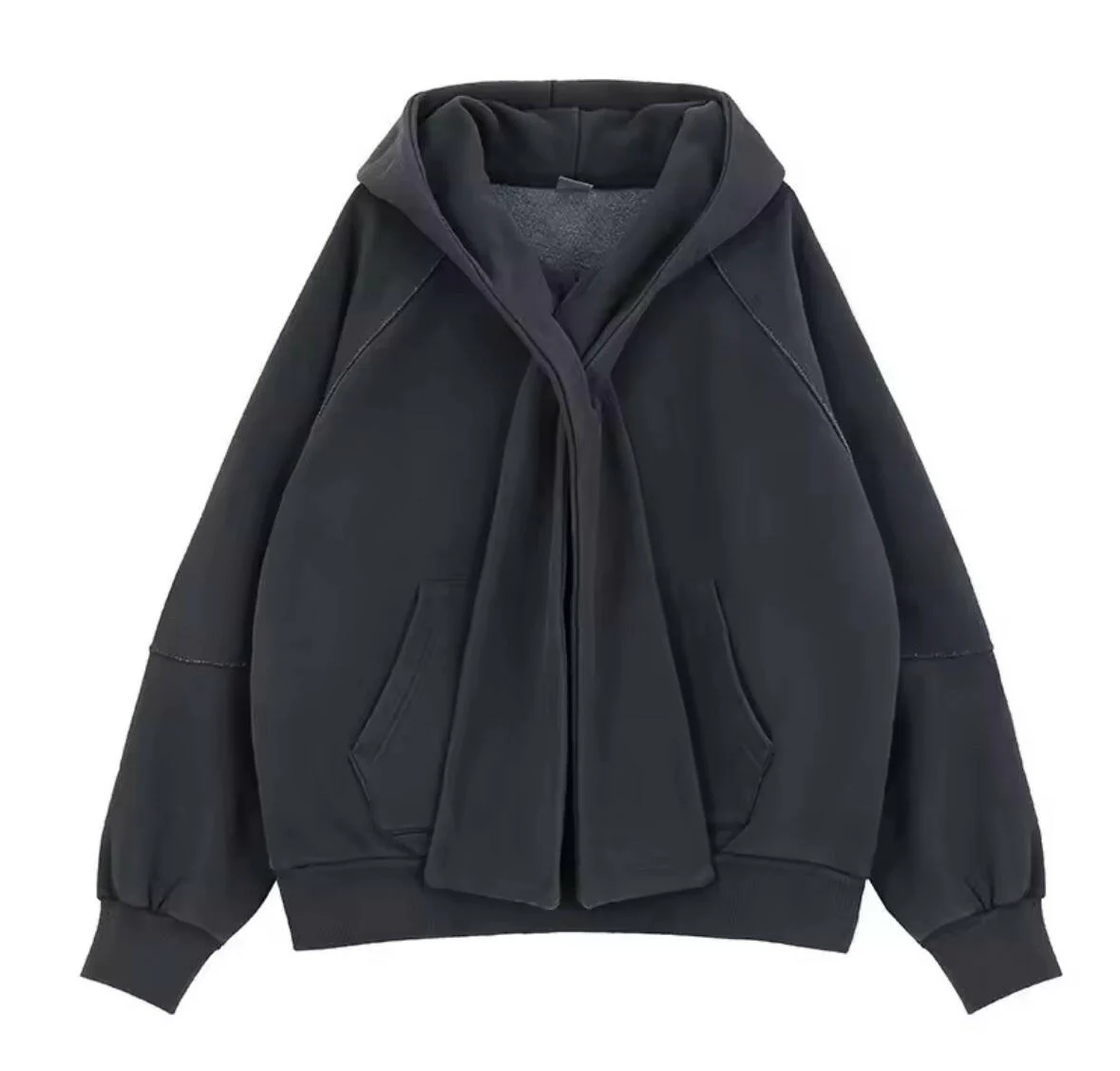 Charcoal Gray Scarf Hoodie