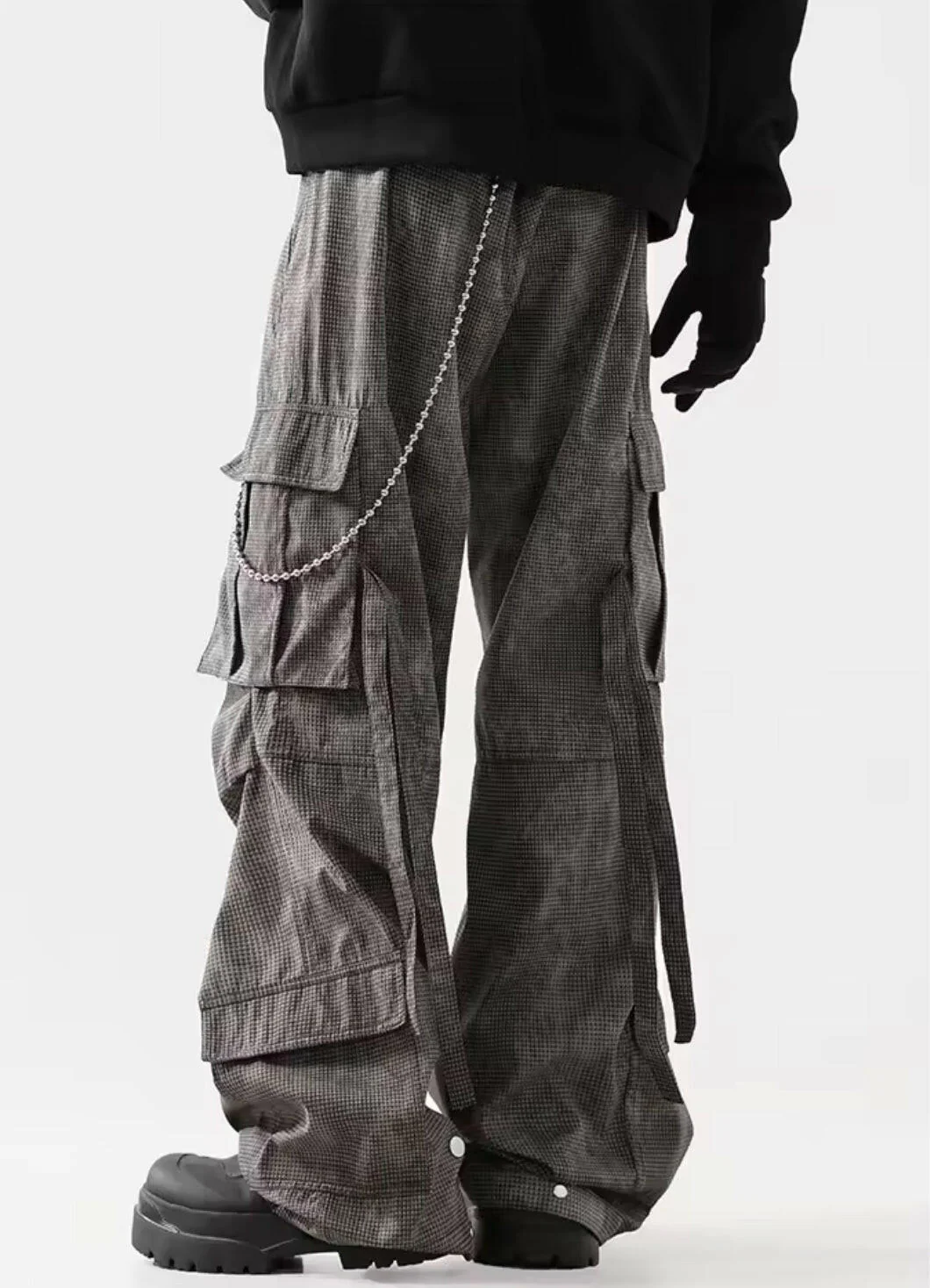 Charcoal Textured Cargo Pants - Image 2