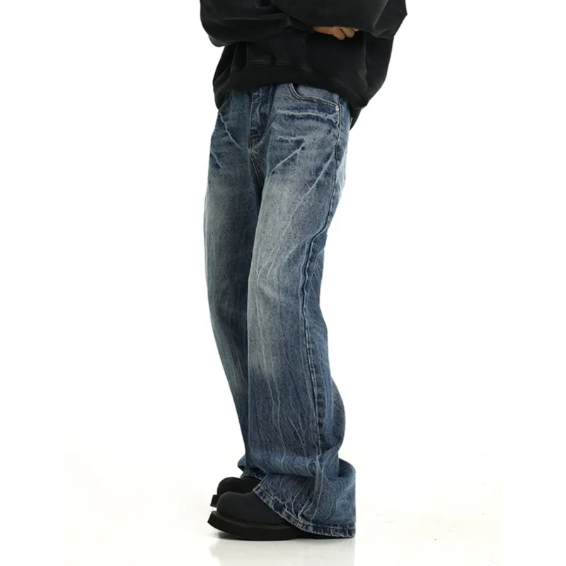 Cracked Blue Wide Leg Jeans - Image 5