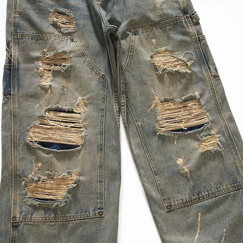 Distressed Double Knee Desert Wash Baggy Jeans - Image 4