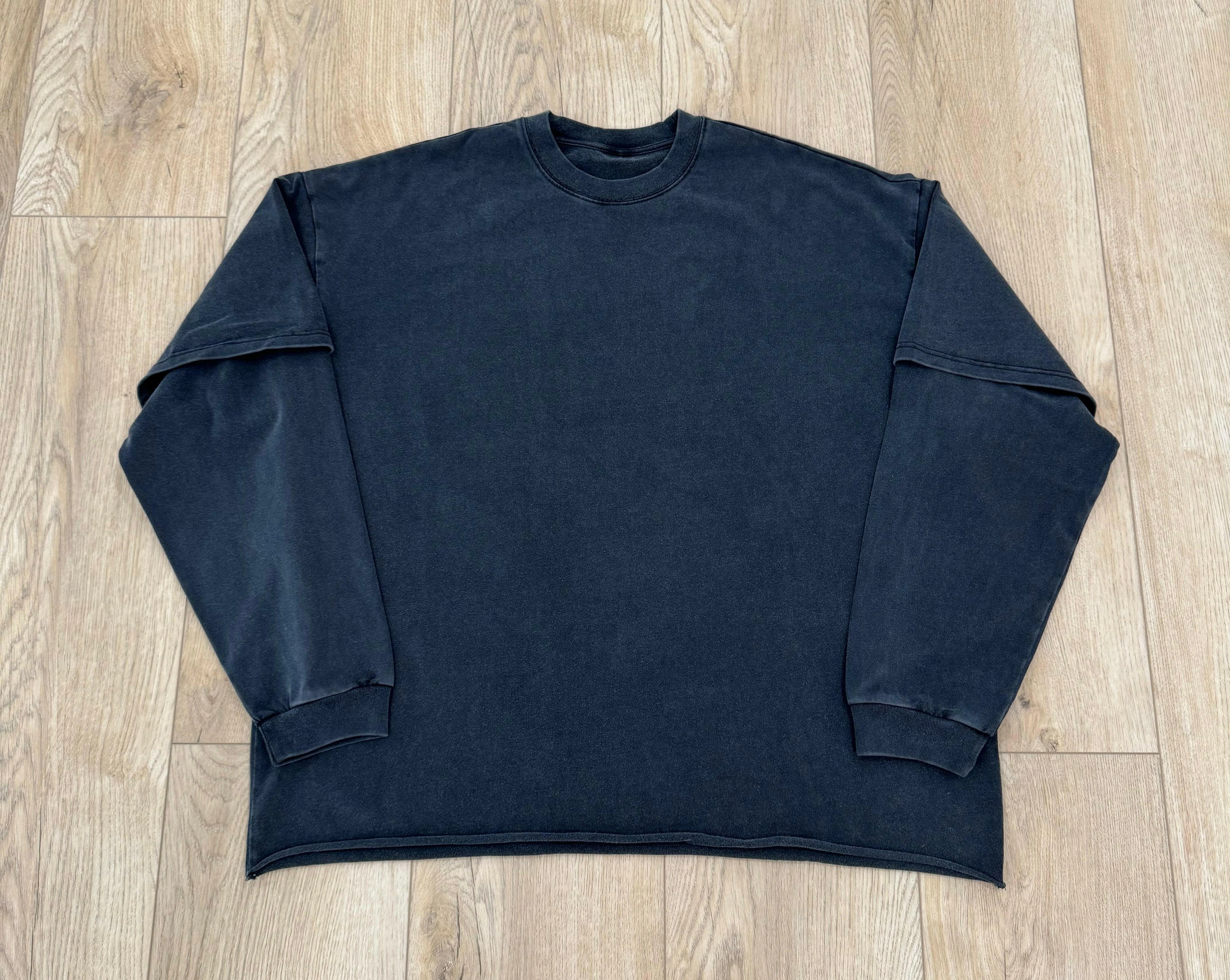 Faded Black Double Layered Long Sleeve Shirt - Image 3