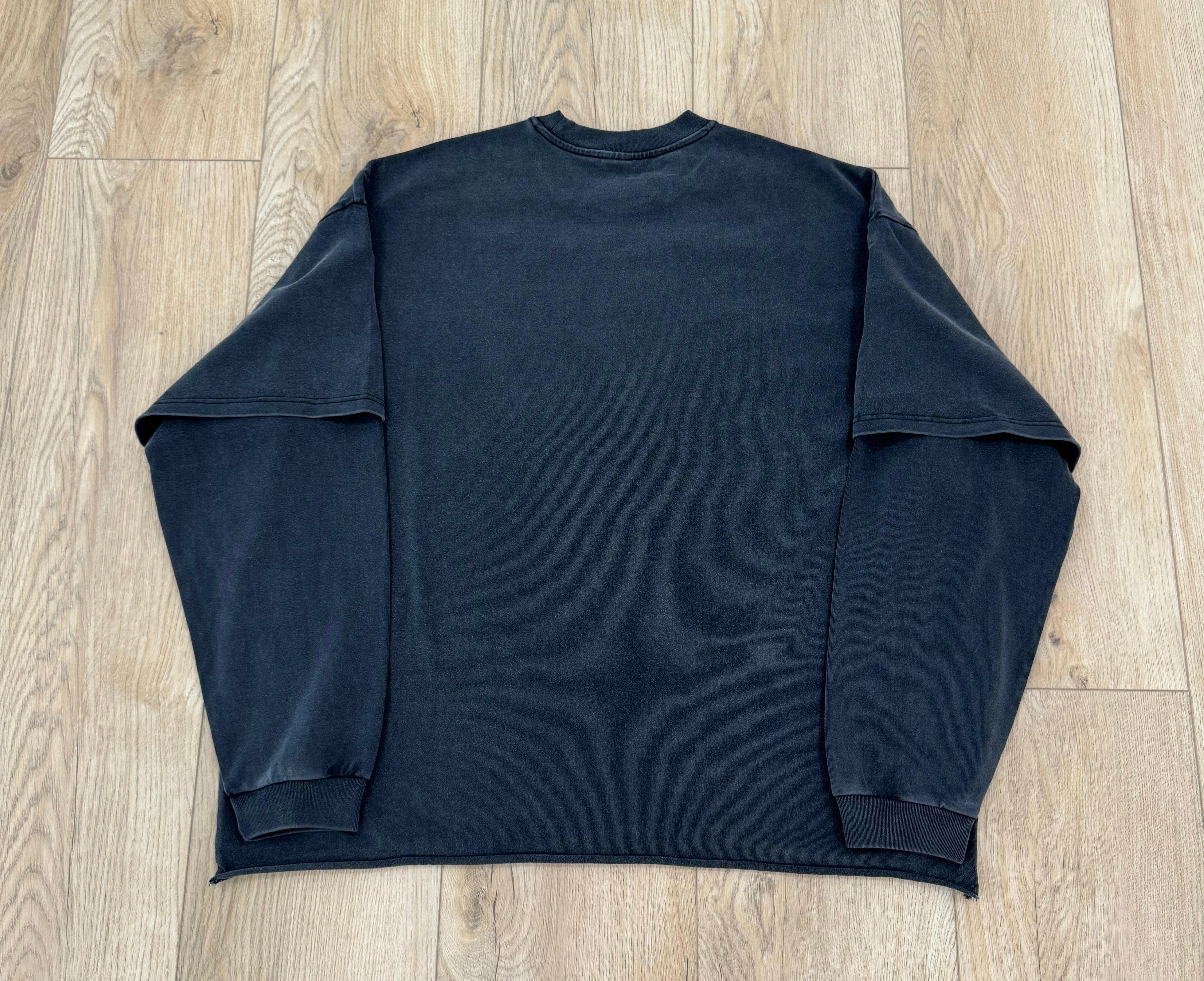 Faded Black Double Layered Long Sleeve Shirt - Image 4