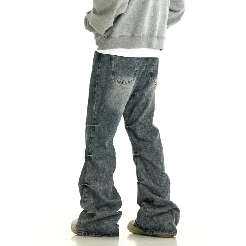 Faded Blue Scrunched Straight Leg Jeans - Image 3