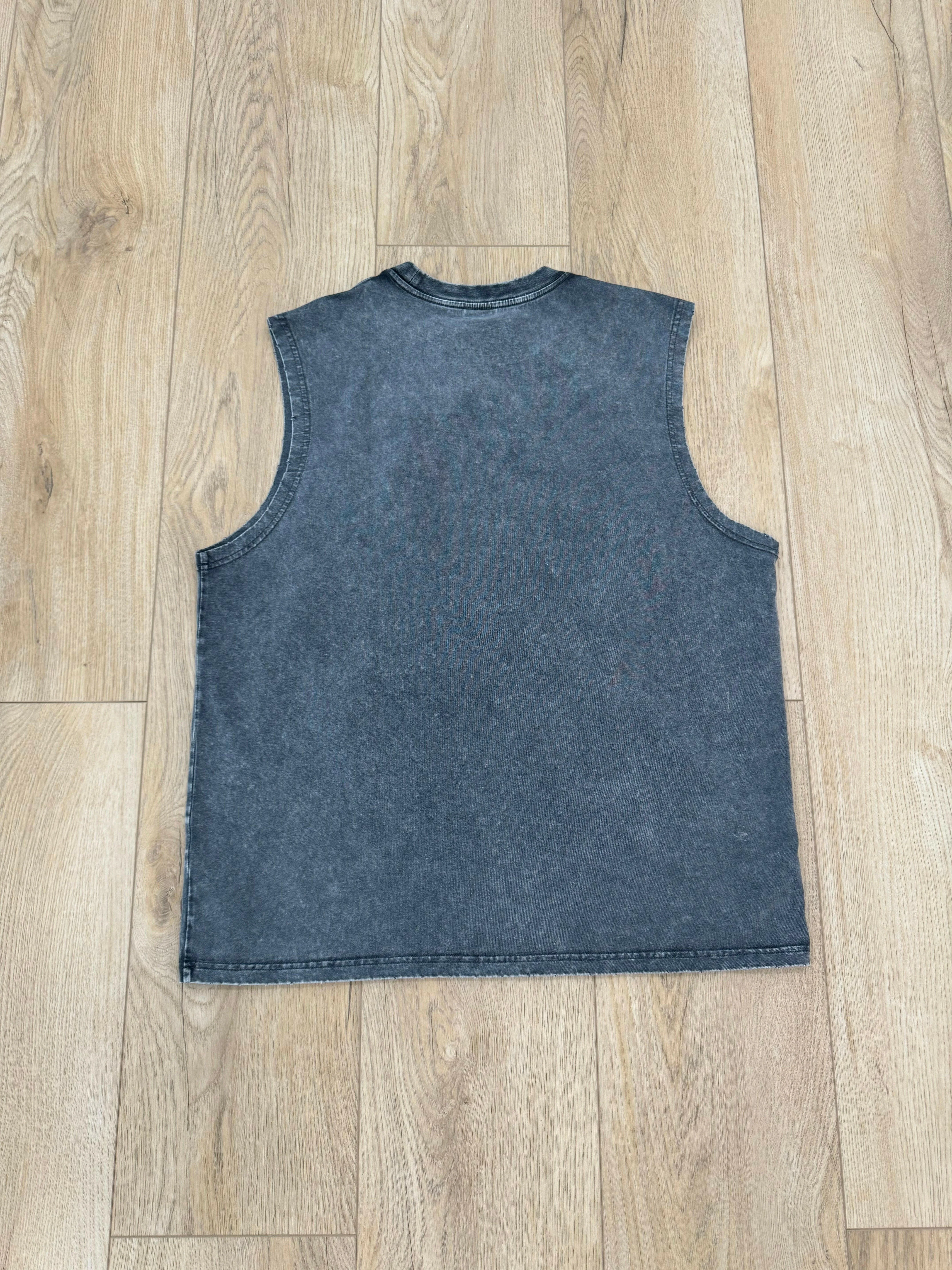 Faded Charcoal Gray Cut Off T-Shirt - Image 3