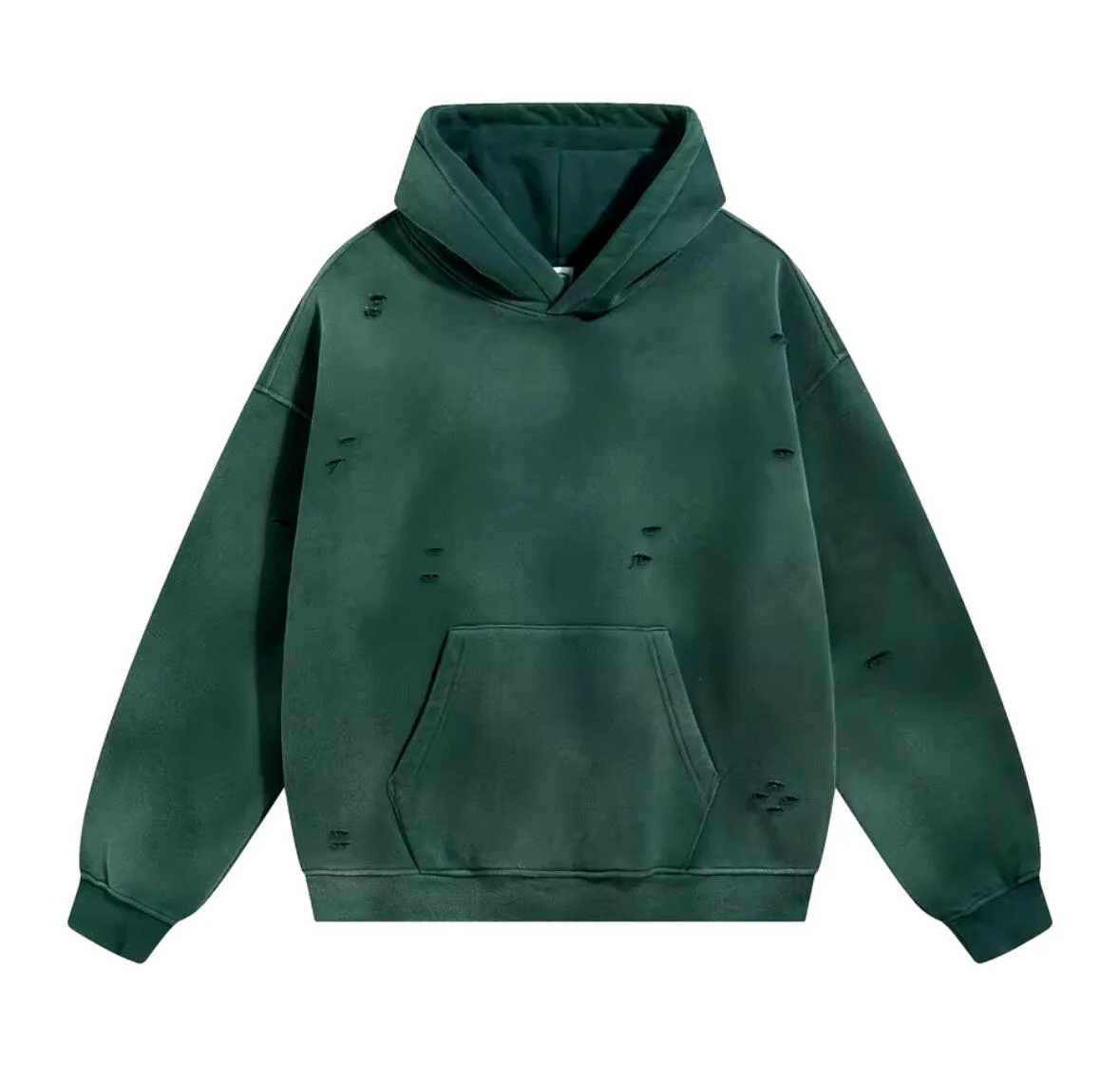 Green Faded & Distressed Hoodie