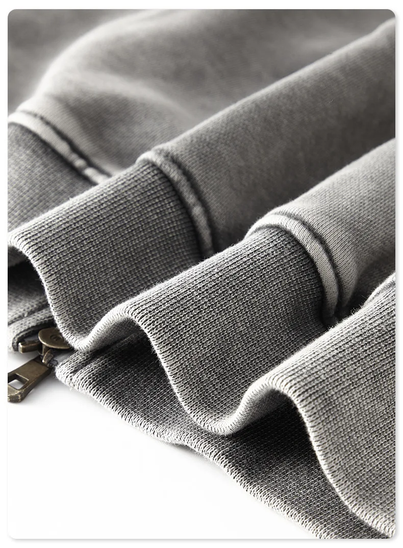 Faded Double Zip Up Fleece Bomber Jacket - Image 14