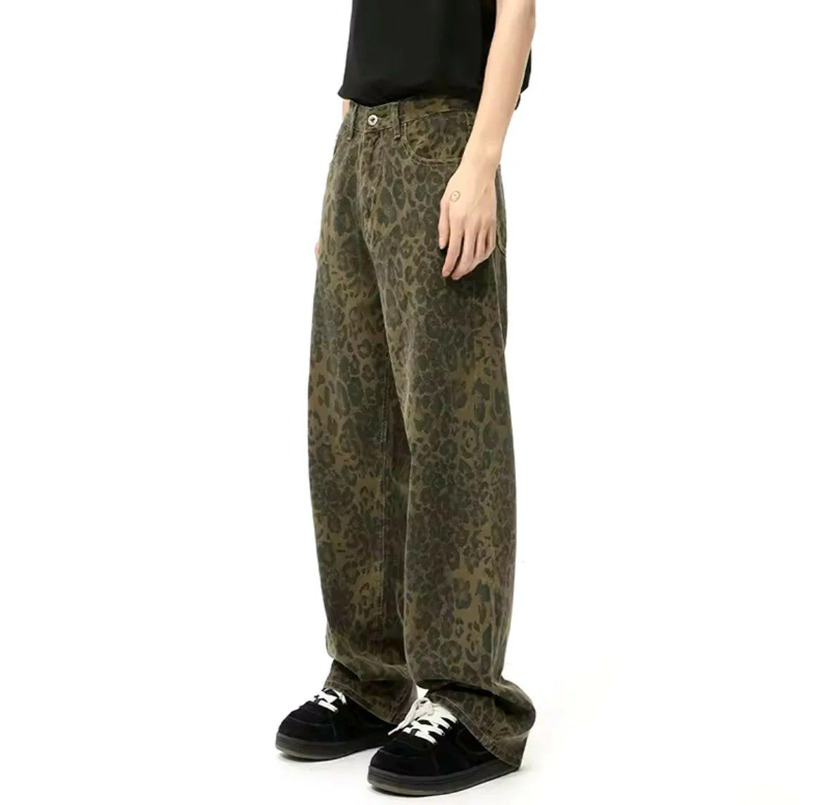 Leopard Wide Leg Jeans - Image 2
