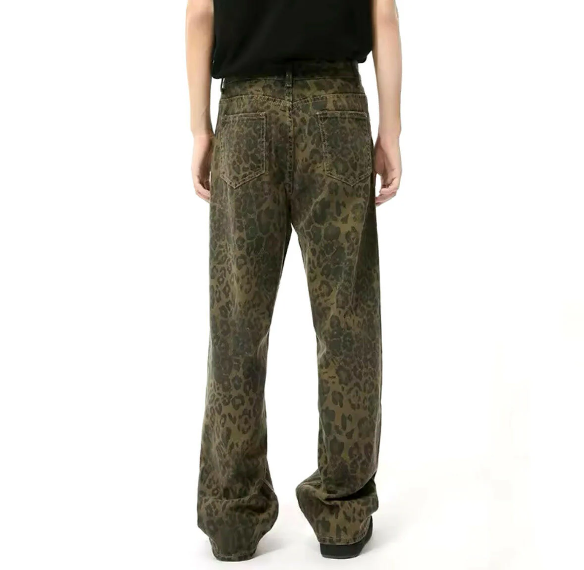 Leopard Wide Leg Jeans - Image 3