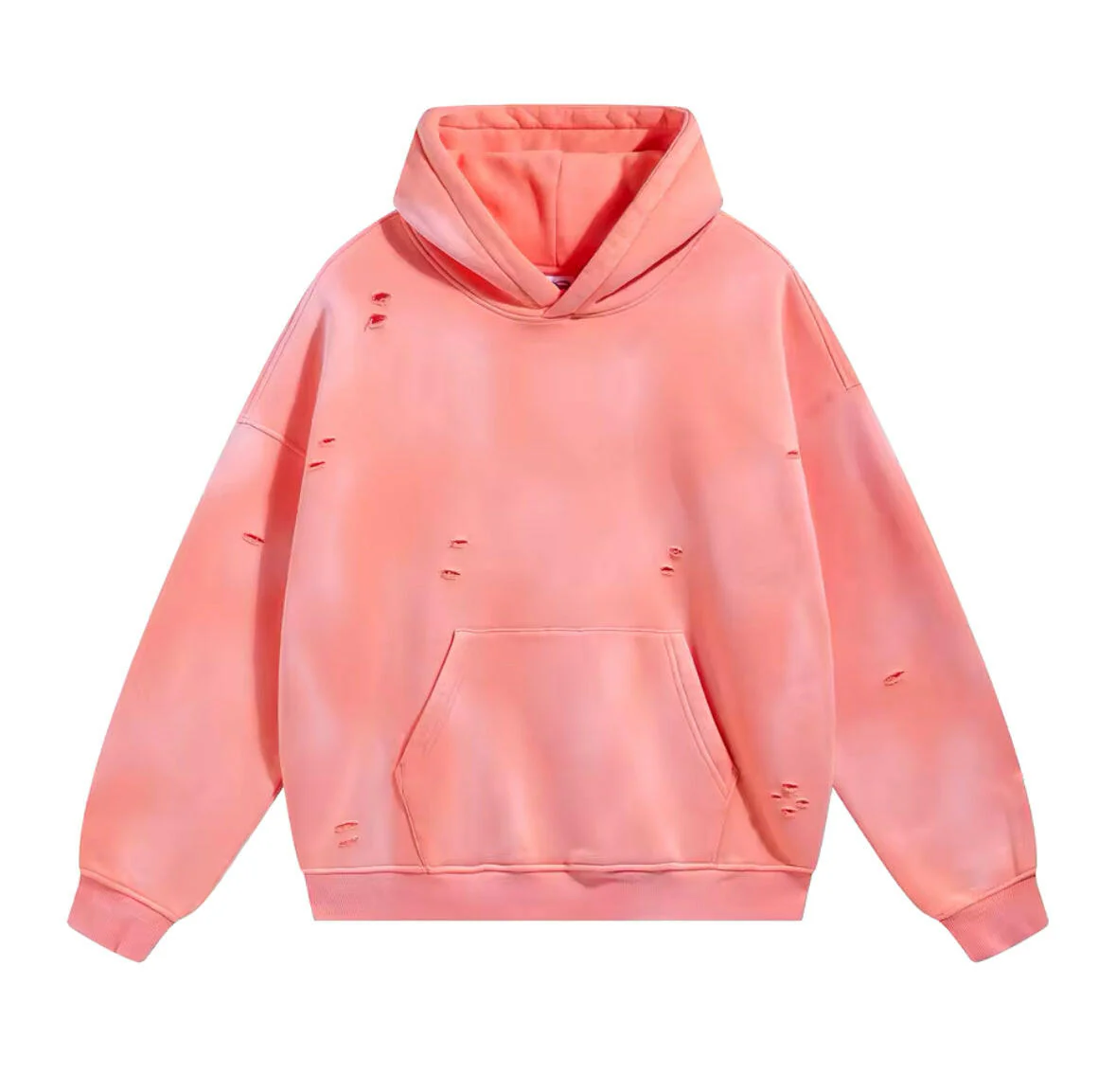 Orange Faded & Distressed Hoodie