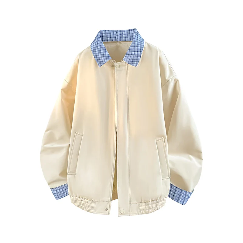 Plaid Zip Up Jacket w/ Detachable Collar - Image 4