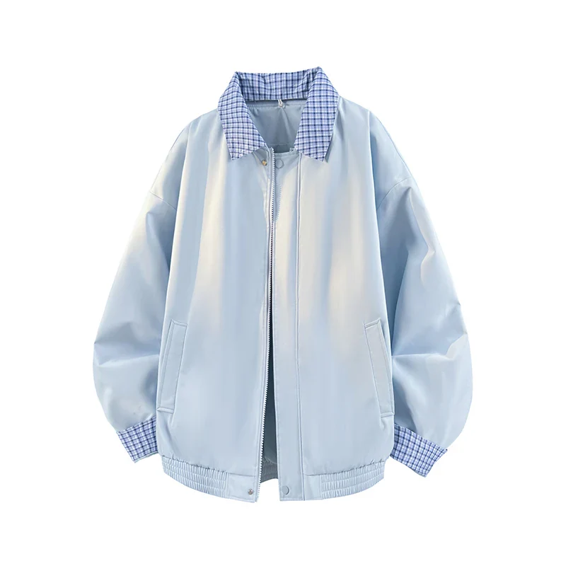 Plaid Zip Up Jacket w/ Detachable Collar - Image 5