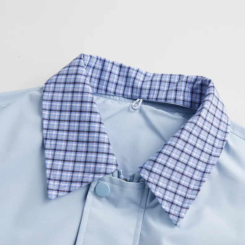 Plaid Zip Up Jacket w/ Detachable Collar - Image 7