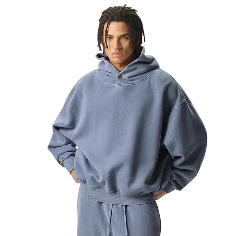Vintage Boxy Button Hoodie - Image 2