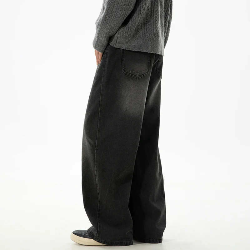 Whiskered Black Baggy Jeans - Image 4